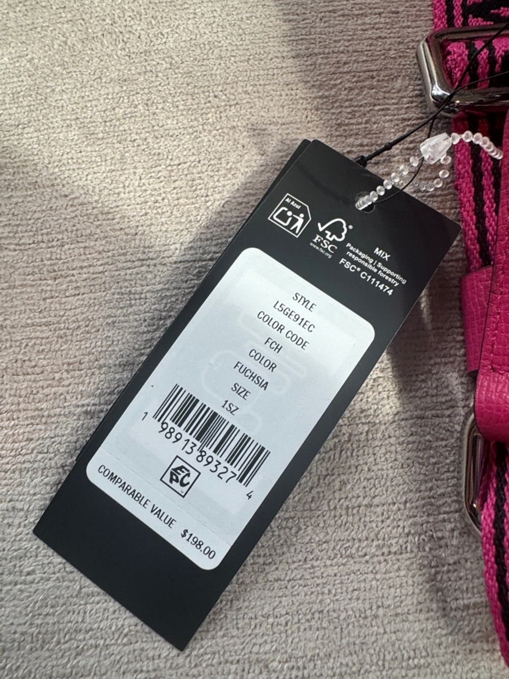Karl Lagerfeld Hot Pink Crossbody Bag with Logo Strap - Picture 7 of 12